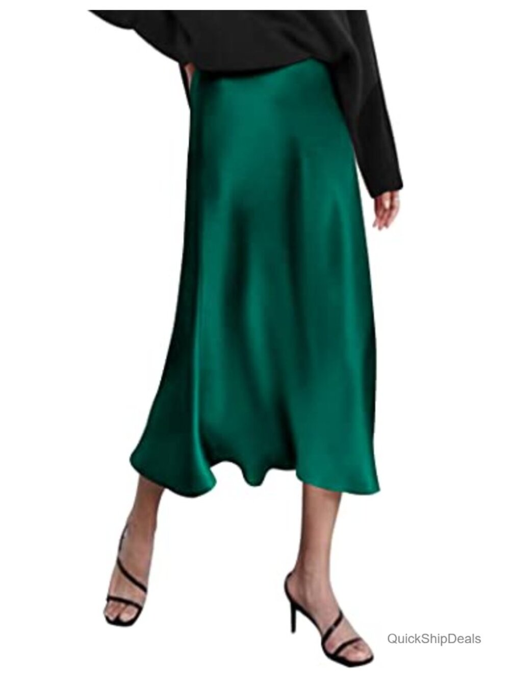 High Waist Satin Midi Skirt Fishtail Elegant Party Wedding